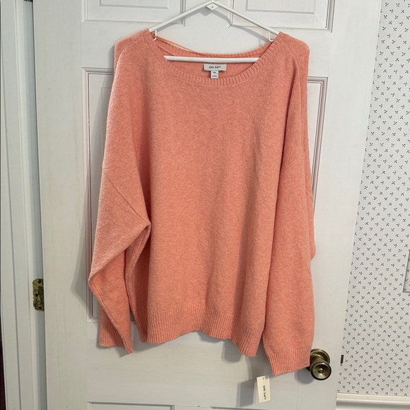 ON 34th Women's Peach Crew Neck Sweater - Picture 1 of 6